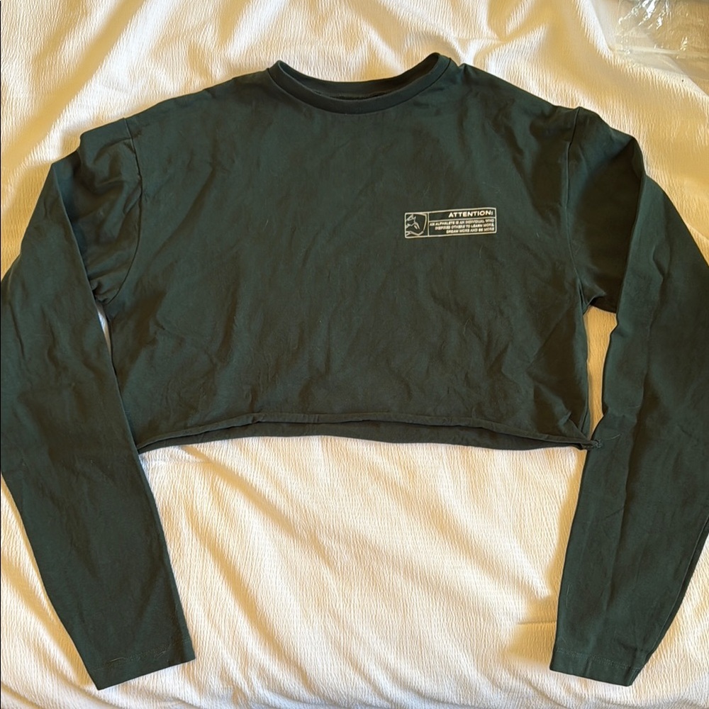 Alphalete Dark Green Cropped Long Sleeve Top